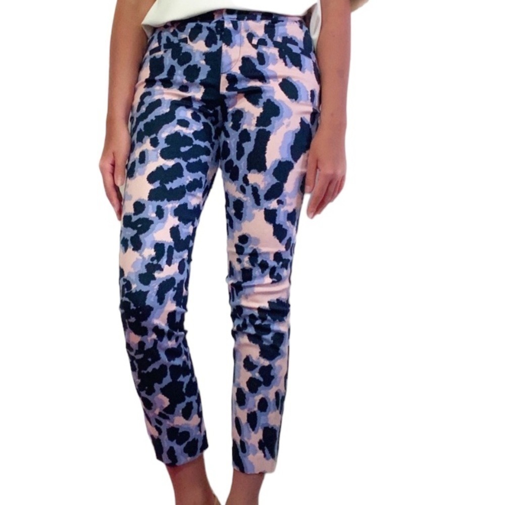 Club Monaco Pink and Navy Abstract Ankle Pants